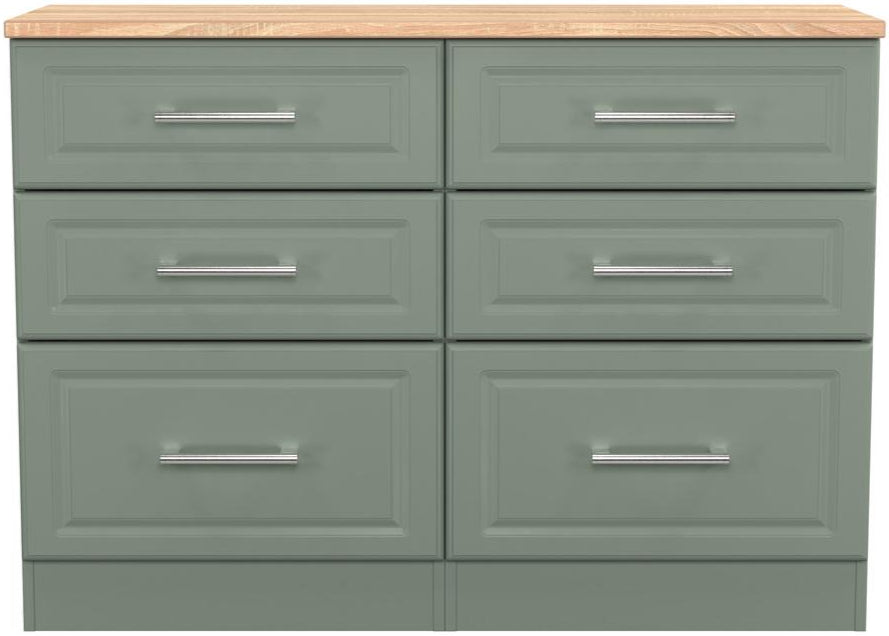 Kent 6 Drawer Midi Chest of Drawers with Oak Top