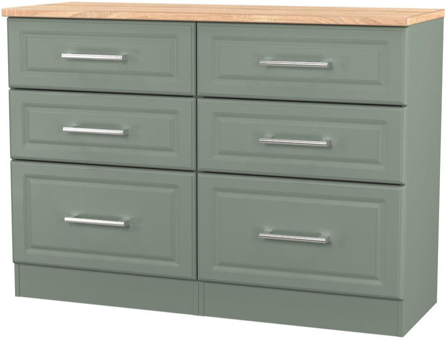 Kent 6 Drawer Midi Chest of Drawers with Oak Top