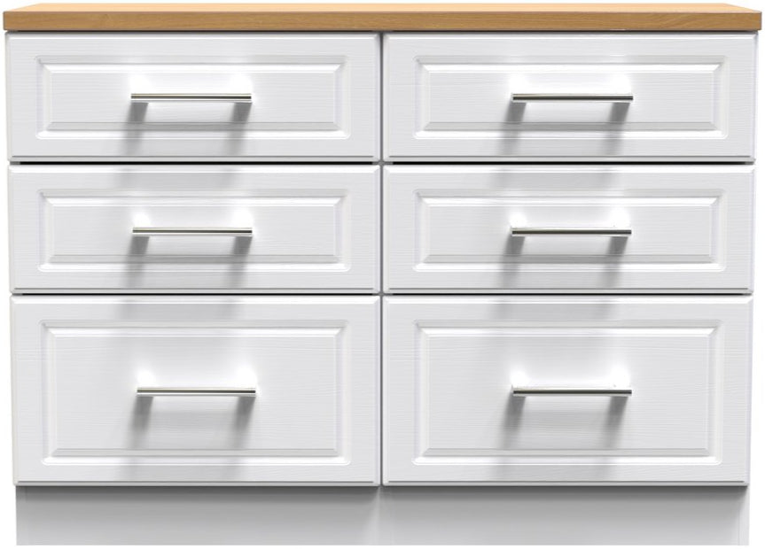 Kent 6 Drawer Midi Chest of Drawers with Oak Top