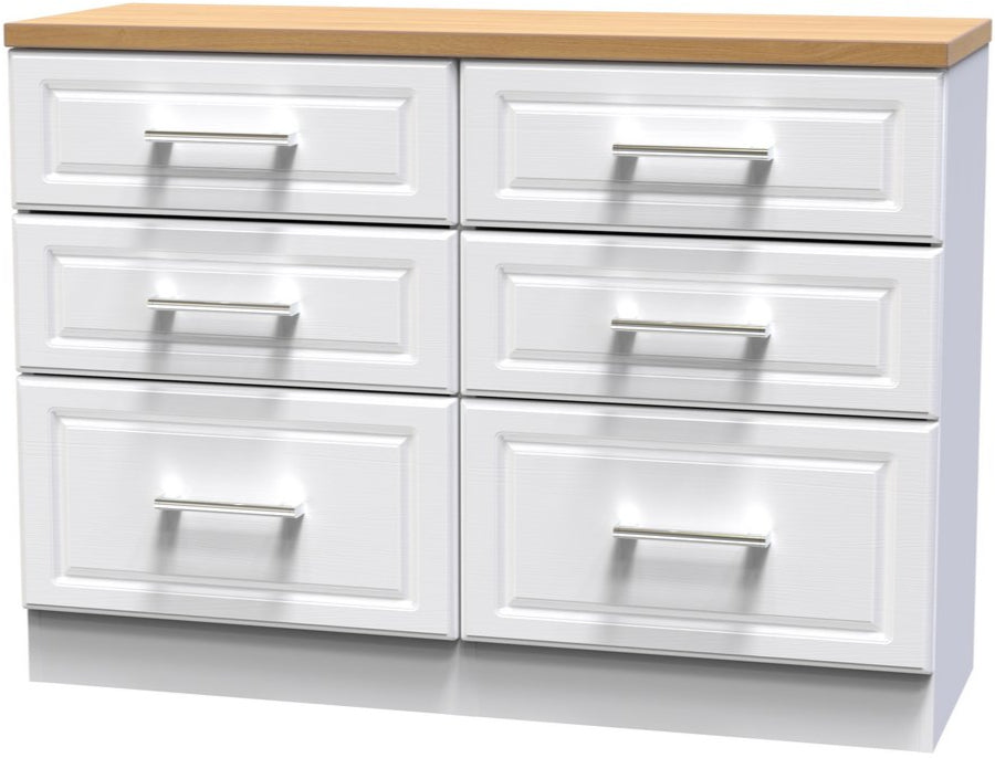 Kent 6 Drawer Midi Chest of Drawers with Oak Top
