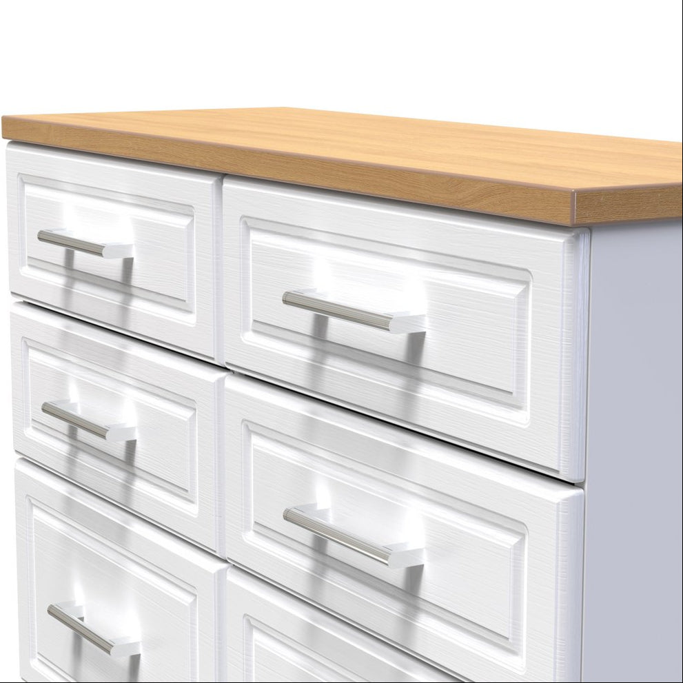 Kent 6 Drawer Midi Chest of Drawers with Oak Top