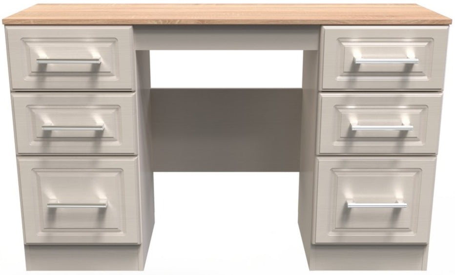 Kent 6 Drawer Double Pedestal Desk with Oak Top