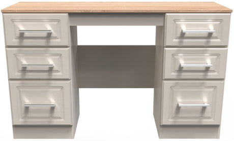 Kent 6 Drawer Double Pedestal Desk with Oak Top