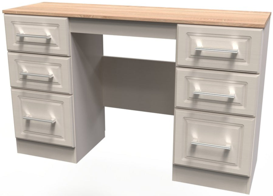 Kent 6 Drawer Double Pedestal Desk with Oak Top