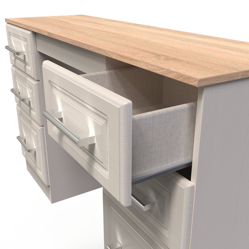 Kent 6 Drawer Double Pedestal Desk with Oak Top