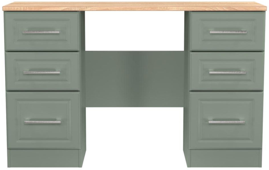 Kent 6 Drawer Double Pedestal Desk with Oak Top