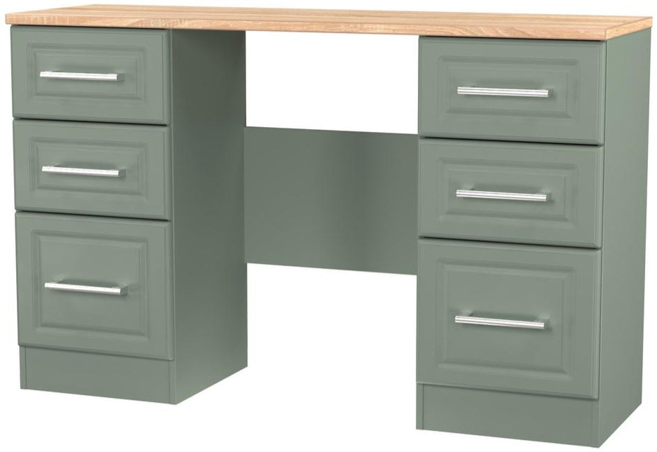 Kent 6 Drawer Double Pedestal Desk with Oak Top
