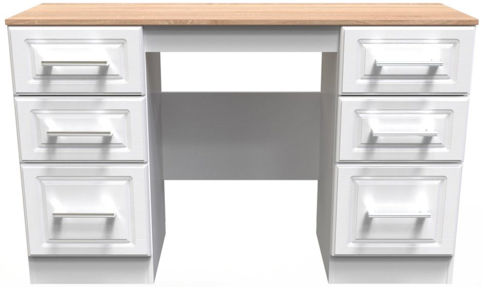 Kent 6 Drawer Double Pedestal Desk with Oak Top