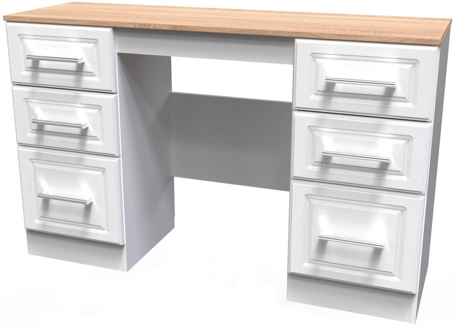 Kent 6 Drawer Double Pedestal Desk with Oak Top