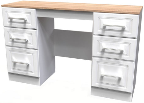 Kent 6 Drawer Double Pedestal Desk with Oak Top