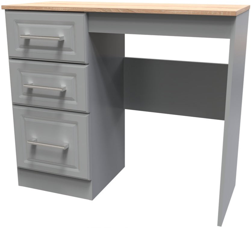 Kent 3 Drawer Pedestal Dressing Table with Oak Top