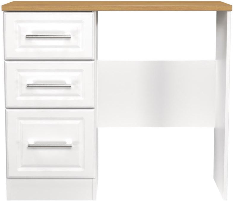 Kent 3 Drawer Pedestal Dressing Table with Oak Top