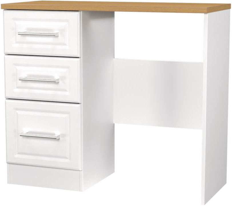 Kent 3 Drawer Pedestal Dressing Table with Oak Top
