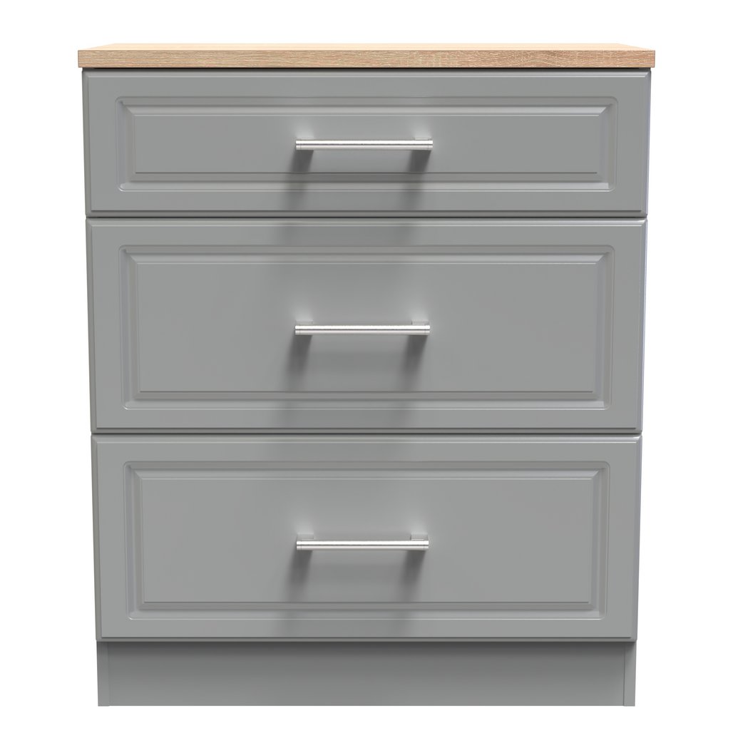 Kent 2 Drawer 2 Door Double Wardrobe, 3 Drawer Bedside & 3 Drawer Deep Chest of Drawers
