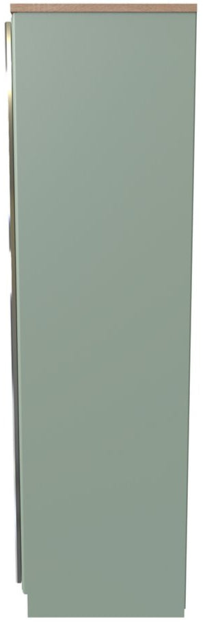 Kent Mirrored 2 Door Double Wardrobe with Oak Top