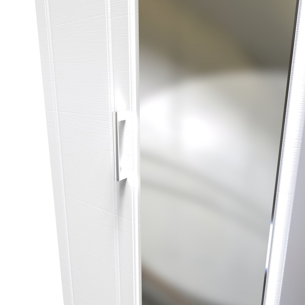 Kent Mirrored 2 Door Double Wardrobe with Oak Top