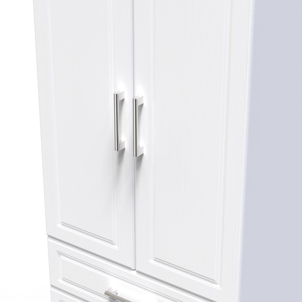 Kent 2 Drawer 2 Door Double Wardrobe with Oak Top