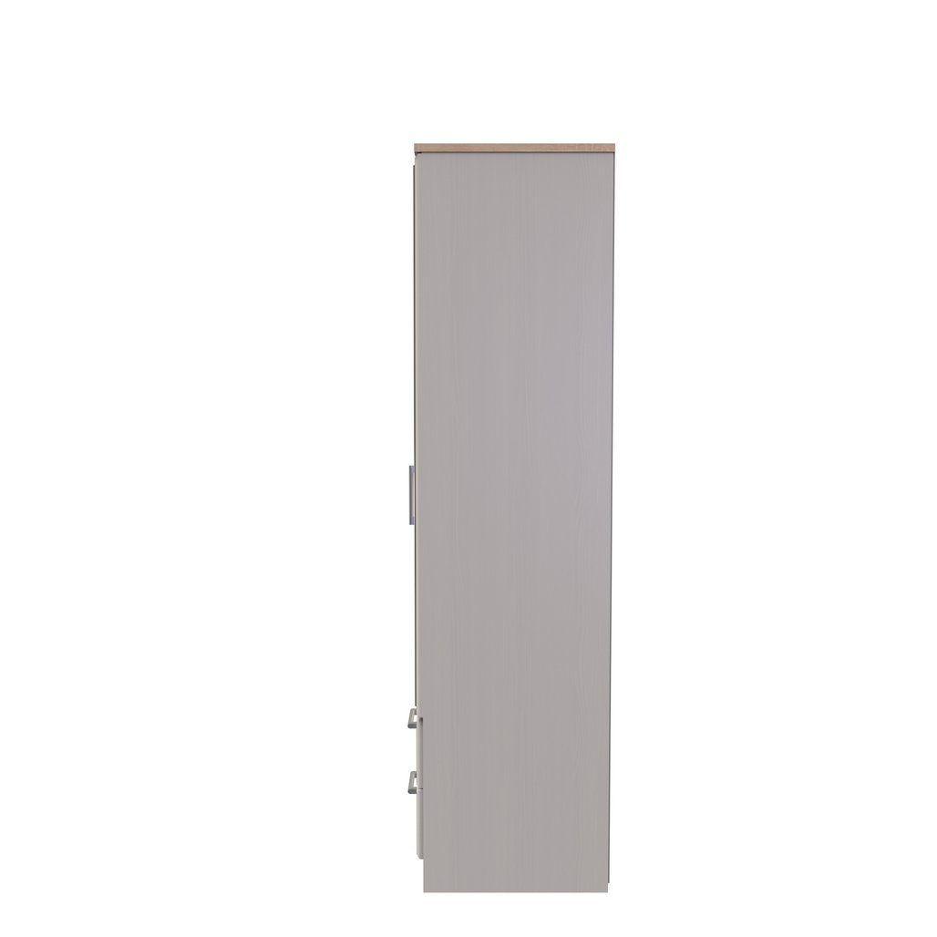 Kent 2 Drawer 2 Door Mirrored Double Wardrobe, 3 Drawer Bedside & 3 Drawer Deep Chest of Drawers