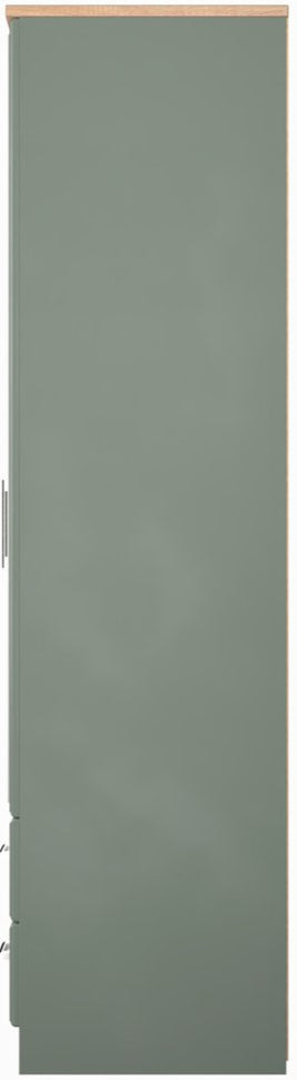 Kent Mirrored 2 Door 2 Drawer Double Wardrobe with Oak Top