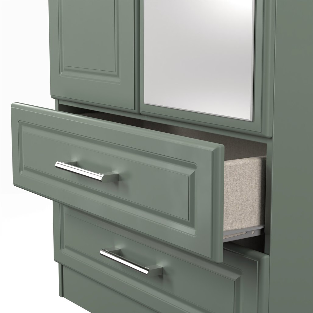 Kent Mirrored 2 Door 2 Drawer Double Wardrobe with Oak Top