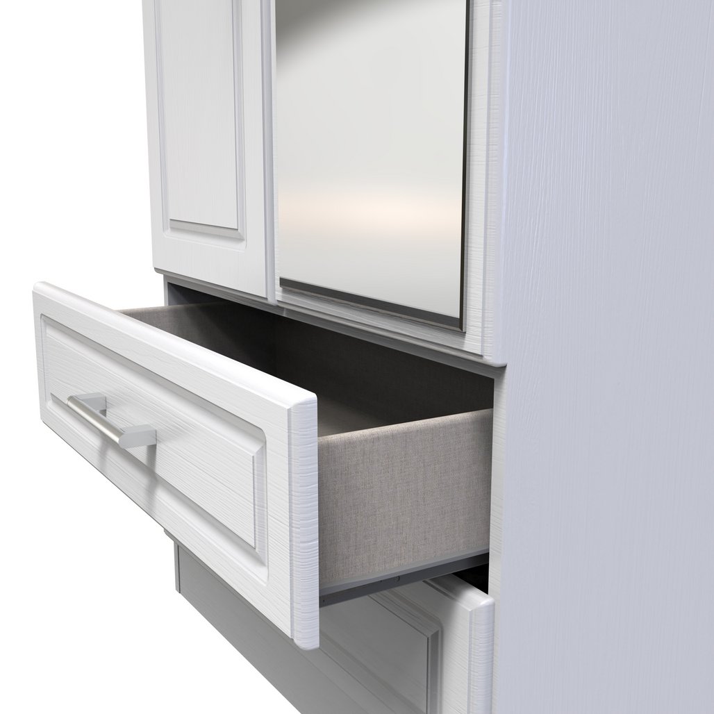 Kent Mirrored 2 Door 2 Drawer Double Wardrobe with Oak Top