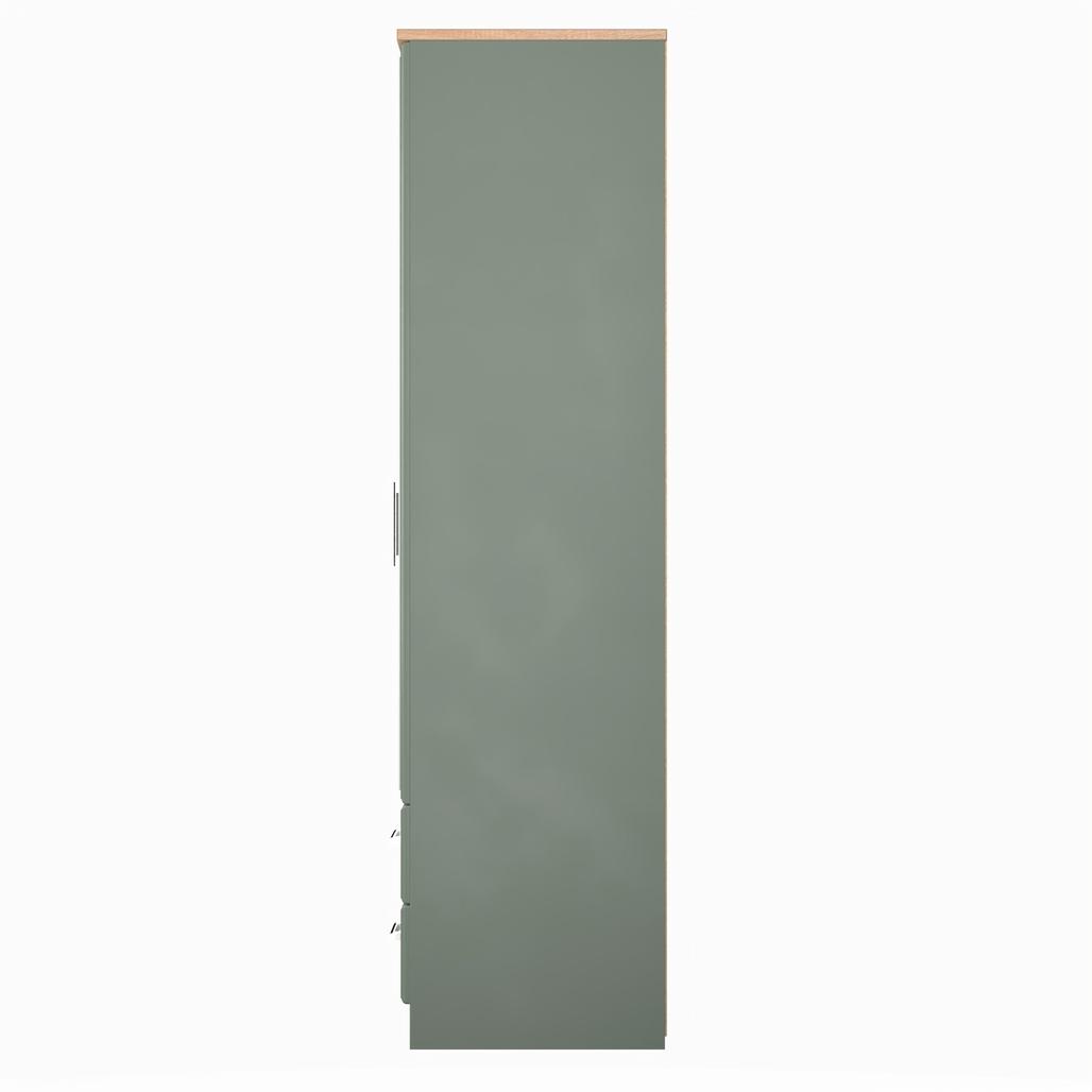 Kent Tall Mirrored 2 Door 2 Drawer Double Wardrobe with Oak Top