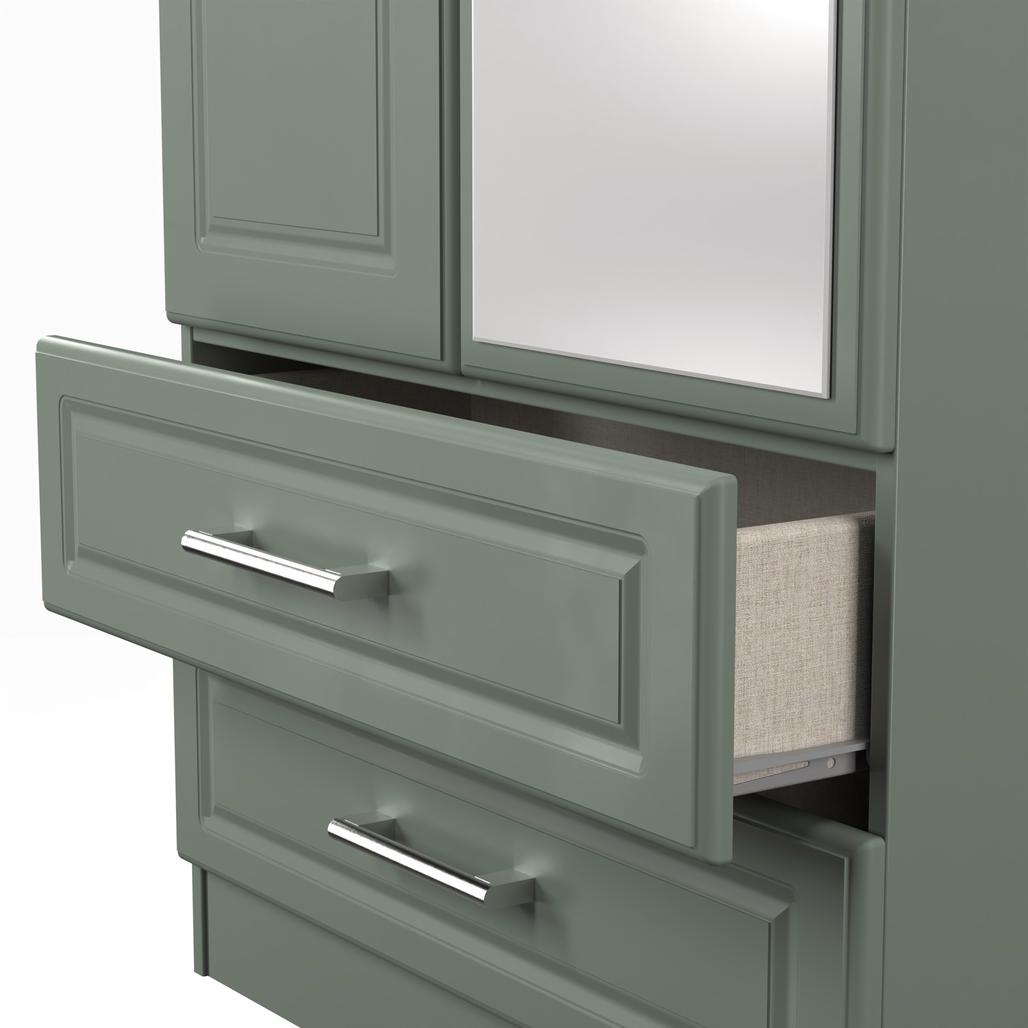 Kent Tall Mirrored 2 Door 2 Drawer Double Wardrobe with Oak Top