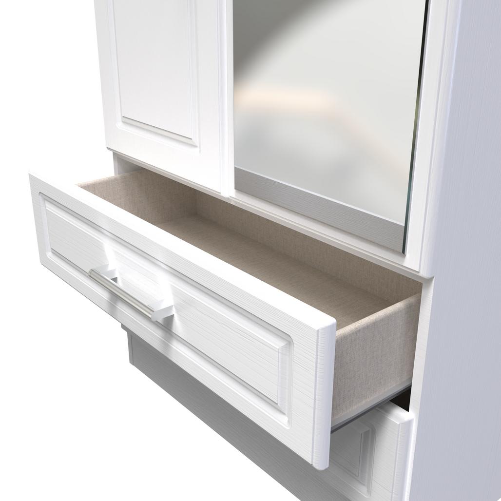 Kent Tall Mirrored 2 Door 2 Drawer Double Wardrobe with Oak Top