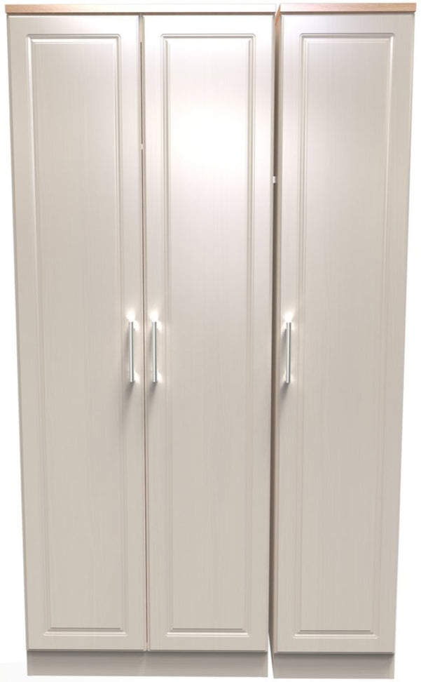 Kent Tall 3 Door Triple Wardrobe with Oak Top
