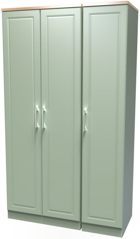 Kent Tall 3 Door Triple Wardrobe with Oak Top