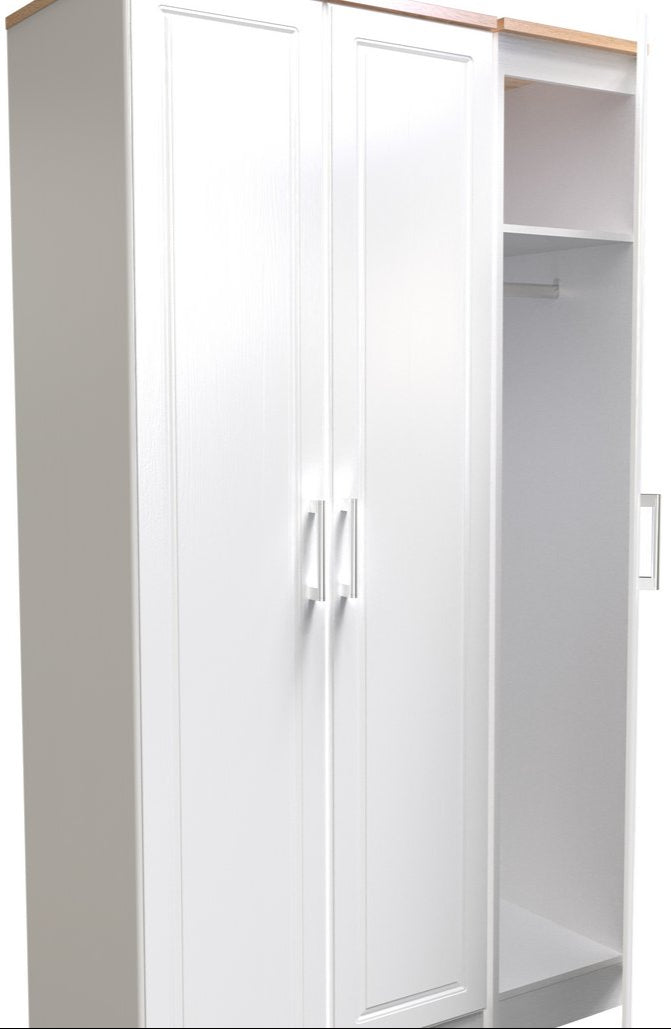 Kent Tall 3 Door Triple Wardrobe with Oak Top