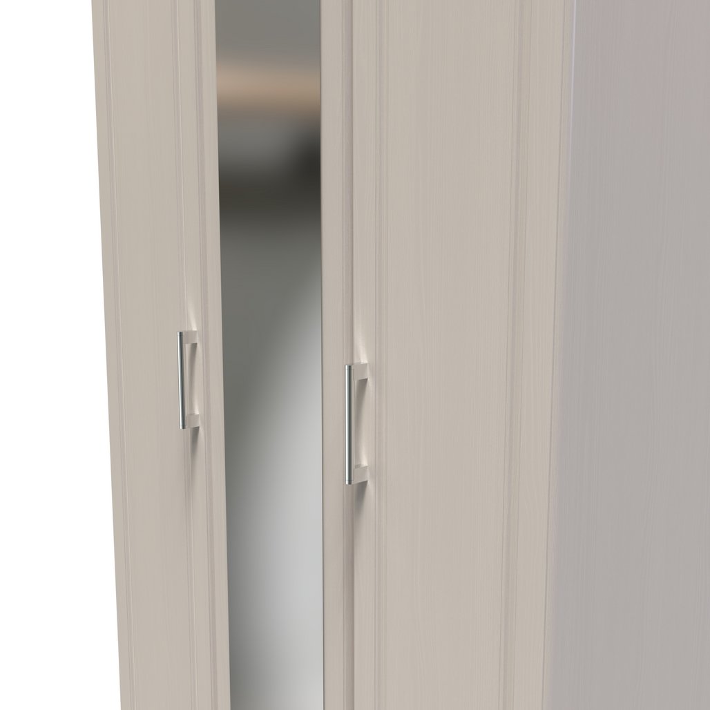 Kent Tall Mirrored 3 Door Triple Wardrobe with Oak Top