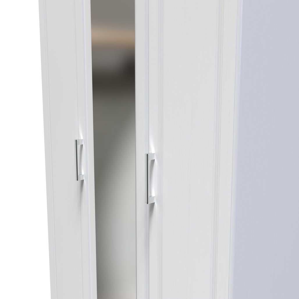 Kent Tall Mirrored 3 Door Triple Wardrobe with Oak Top