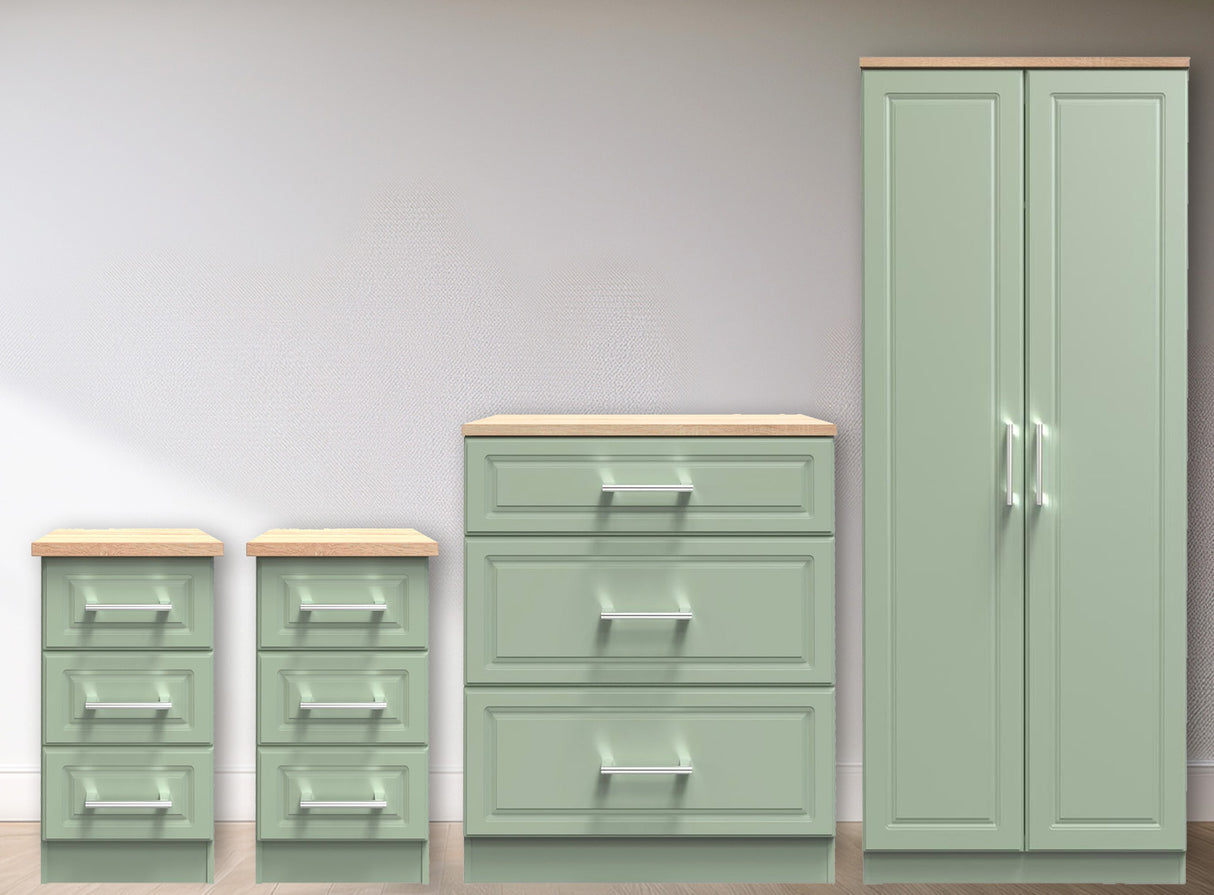 Kent 2 Door Double Wardrobe, 3 Drawer Bedsides & 3 Drawer Deep Chest of Drawers