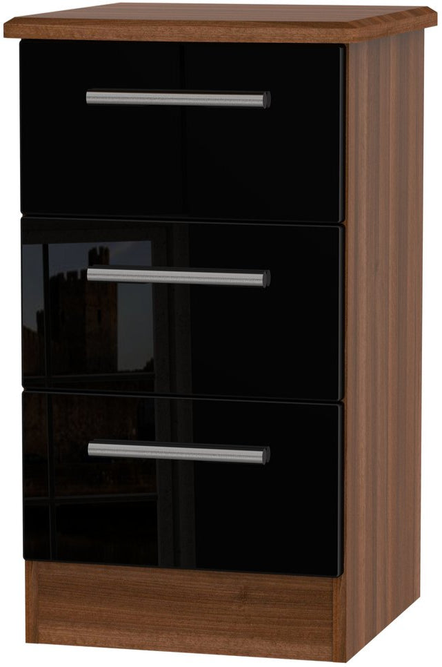 Knightsbridge 3 Drawer Bedside, 3 Drawer Chest of Drawers & 3 Door Triple Wardrobe