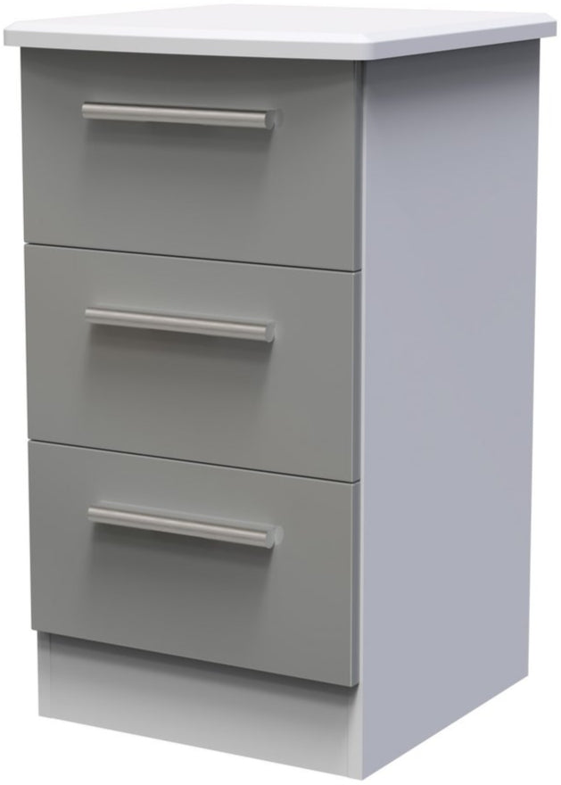 Knightsbridge 3 Drawer Bedside, 3 Drawer Chest of Drawers & 3 Door Triple Wardrobe