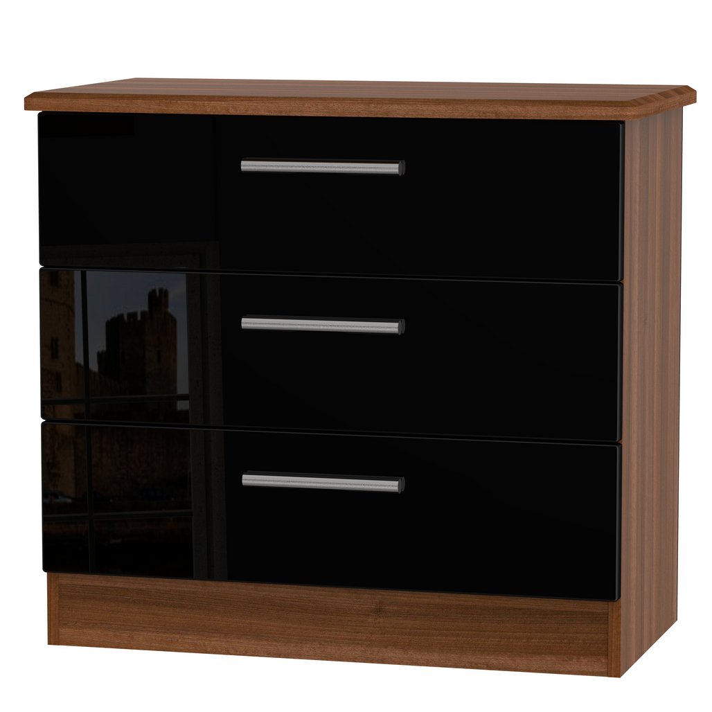 Knightsbridge 3 Drawer Bedside, 3 Drawer Chest of Drawers & 3 Door Triple Wardrobe