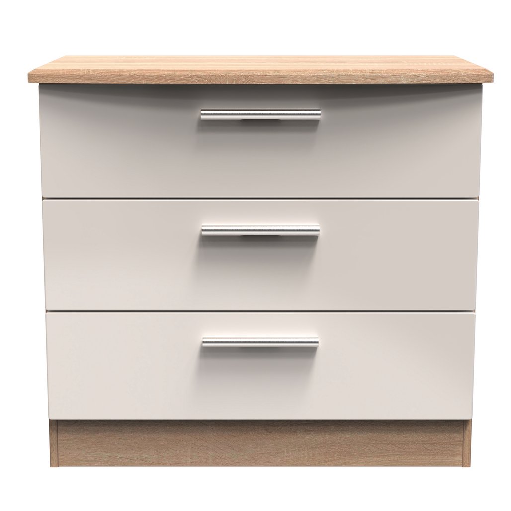 Knightsbridge 3 Drawer Bedside, 3 Drawer Chest of Drawers & 3 Door Triple Wardrobe