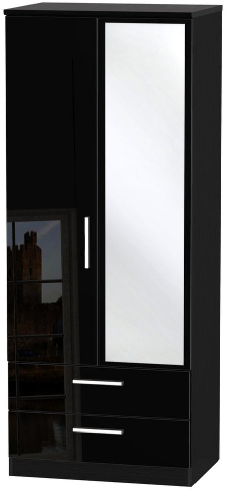 Knightsbridge Mirrored 2 Door 2 Drawer Double Wardrobe