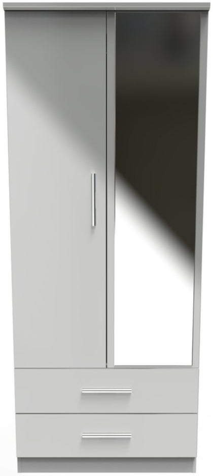 Knightsbridge Mirrored 2 Door 2 Drawer Double Wardrobe