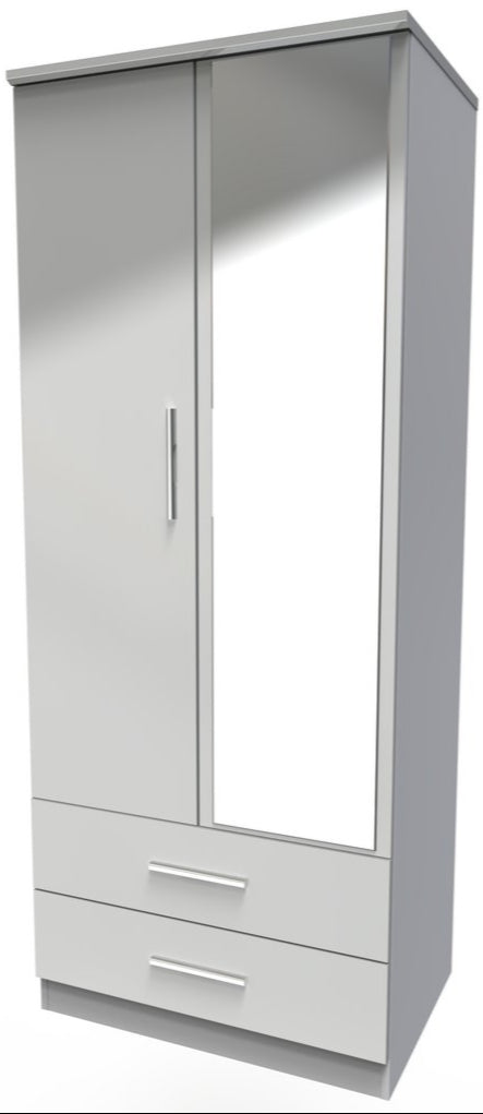 Knightsbridge Mirrored 2 Door 2 Drawer Double Wardrobe