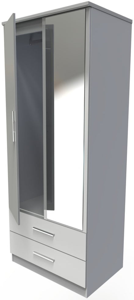 Knightsbridge Mirrored 2 Door 2 Drawer Double Wardrobe
