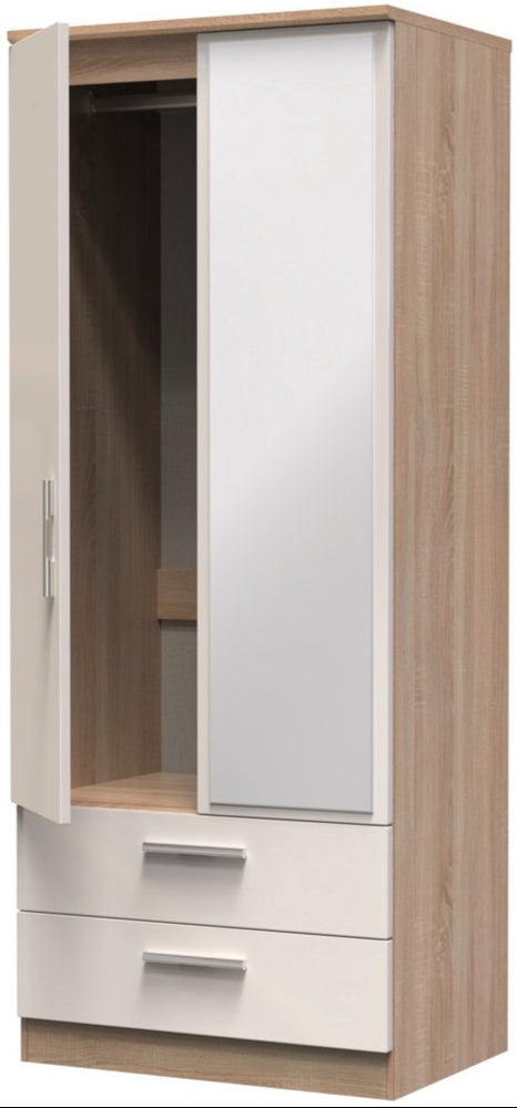 Knightsbridge Mirrored 2 Door 2 Drawer Double Wardrobe