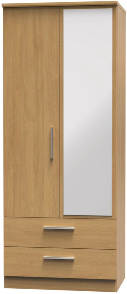 Knightsbridge Mirrored 2 Door 2 Drawer Double Wardrobe