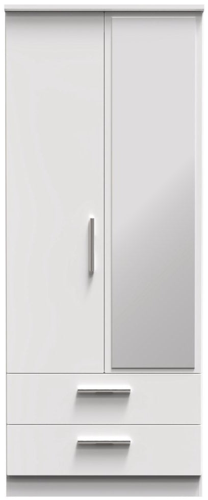 Knightsbridge Mirrored 2 Door 2 Drawer Double Wardrobe