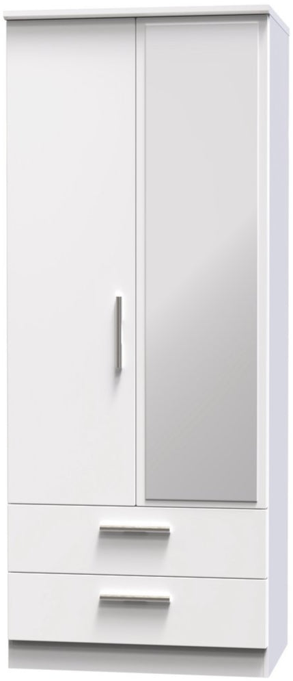 Knightsbridge Mirrored 2 Door 2 Drawer Double Wardrobe
