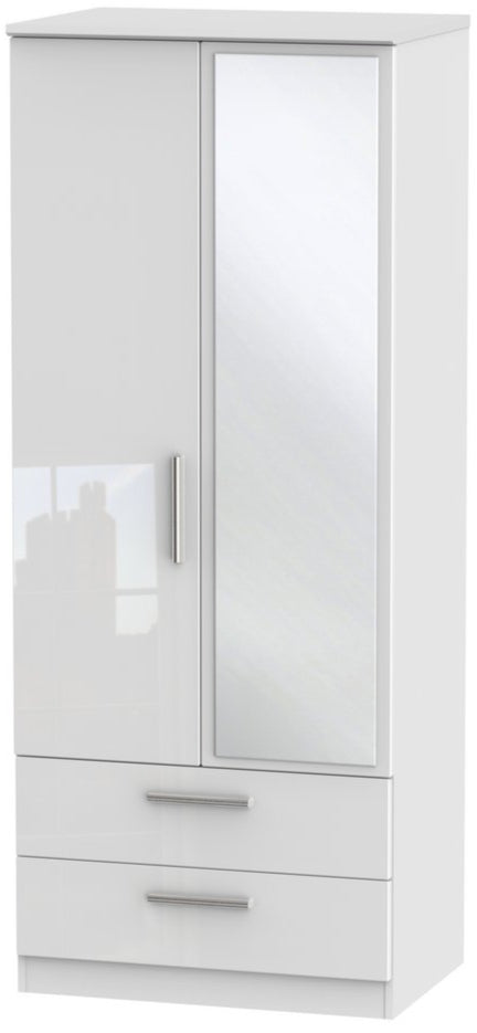 Knightsbridge Mirrored 2 Door 2 Drawer Double Wardrobe