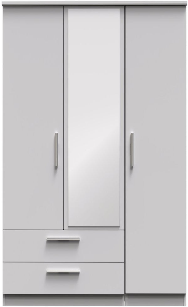 Knightsbridge Mirrored 2 Drawer 3 Door Triple Wardrobe