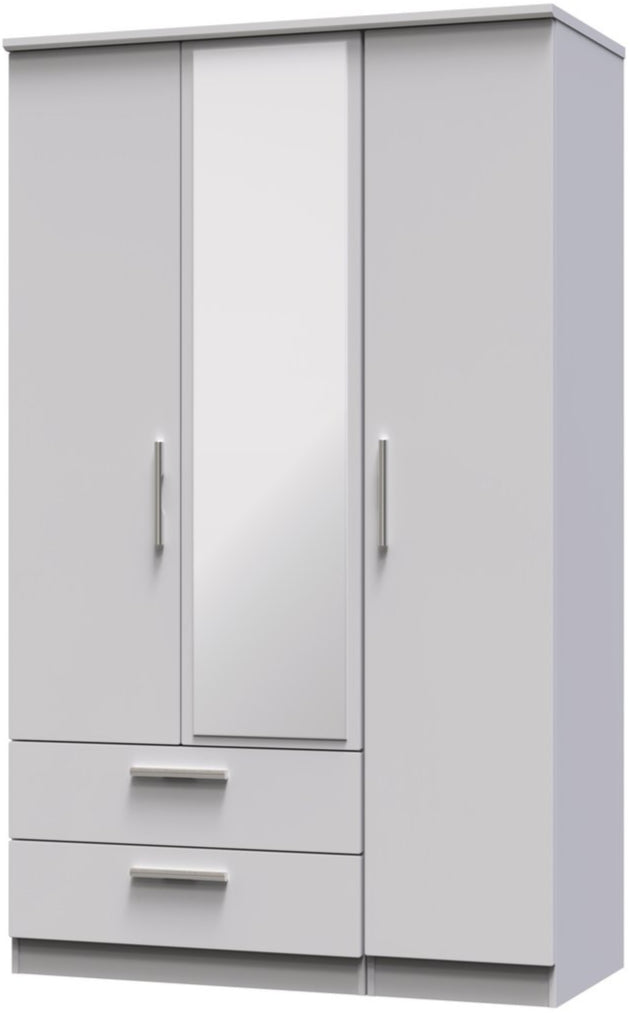 Knightsbridge Mirrored 2 Drawer 3 Door Triple Wardrobe