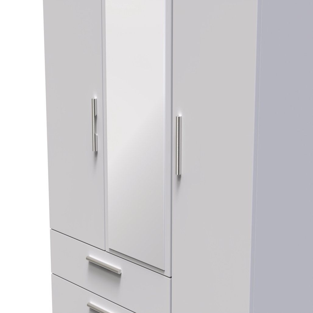 Knightsbridge Mirrored 2 Drawer 3 Door Triple Wardrobe